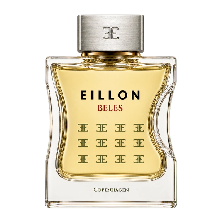Beles perfume bottle on a pale mineral field.